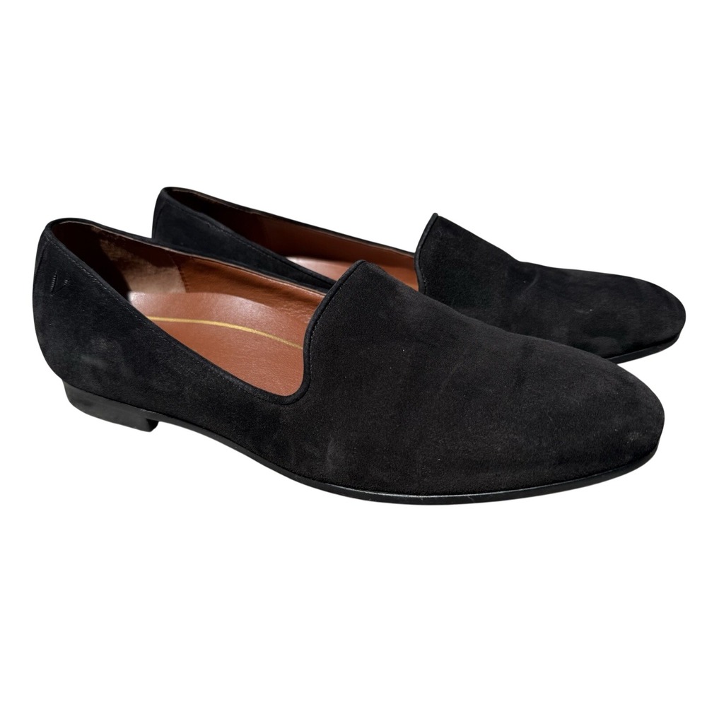 Vionic Willa Suede‎ Flats Women 8 Black Leather Orthotic Comfort Shoes Preppy